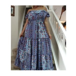 Nani Purple and Blue Mix Maxi Dress Size Large